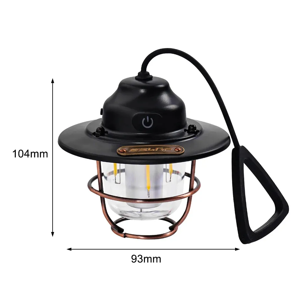 LED Camping Lamp - Retro Hanging Tent Lantern with Dimmable Light Outdoor Battery Emergency Light