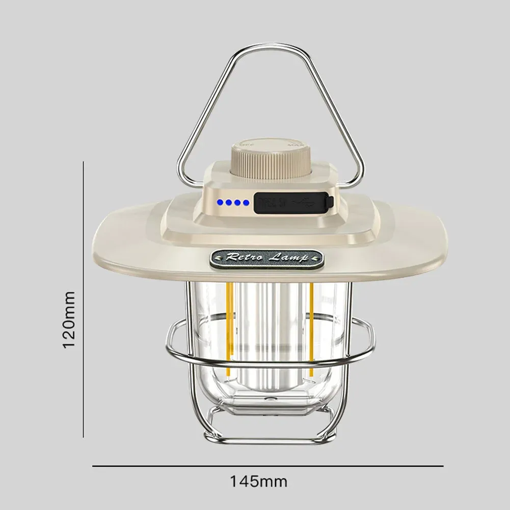 LED Camping Lamp - Retro Hanging Tent Lantern with Dimmable Light Outdoor Battery Emergency Light