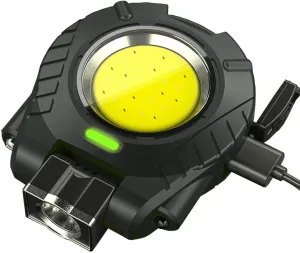 LED COB Small Flashlight with Lighter, Max 1200 Lumens Super Bright 7 Light Modes Light,Folding Bracket Bottle Opener, for Camping Fishing Hiking and Emergency Lighting Black