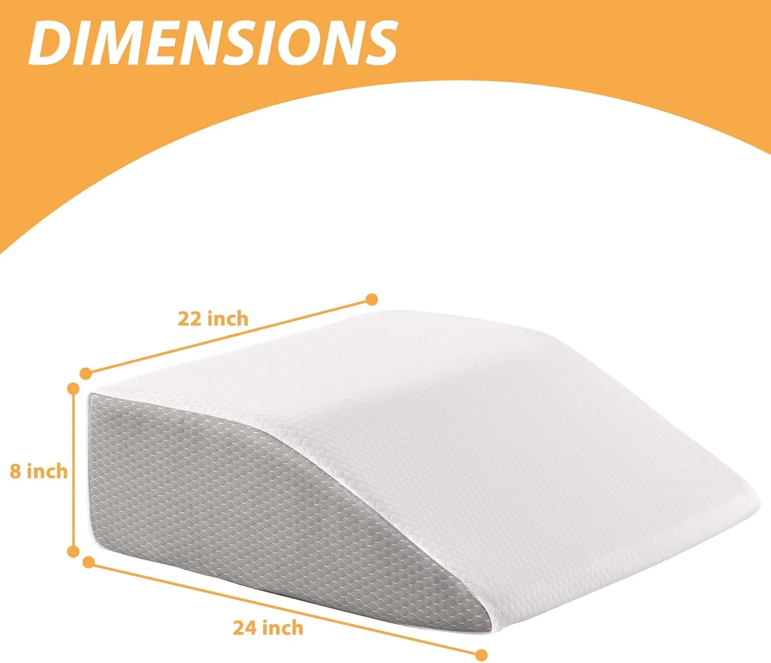 Leg Pillow, 8inch Leg Elevating Pillow for After Surgery, Blood Circulation, Leg Wedge Pillow for Side Sleeping, Leg Rest for Swelling, Cooling Gel Memory Foam Top, White/Grey