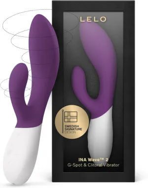 LELO INA Wave 2 Rabbit Vibrator for Women Sex Toy G Spot Rabbit Vibrator with Wavemotion Technology and 12 Vibrations Settings, Sex Toys for Women, Purple