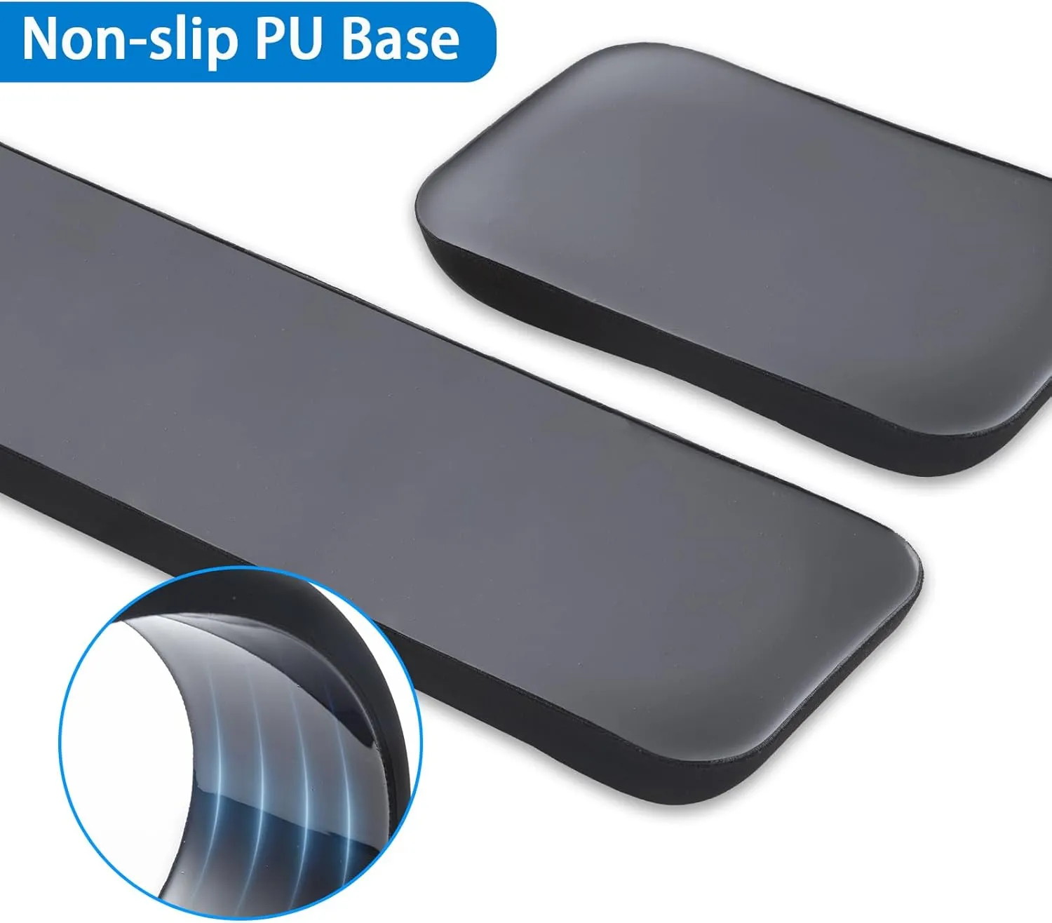 Leolee Keyboard and Mouse Wrist Rest Set for Computer, Black Ergonomic Keyboard Pad Wrist Support, Wrist Rest with Memory Foam Non-Slip Base for Pain Relief, Easy Typing, Gaming, Office（Glossy）