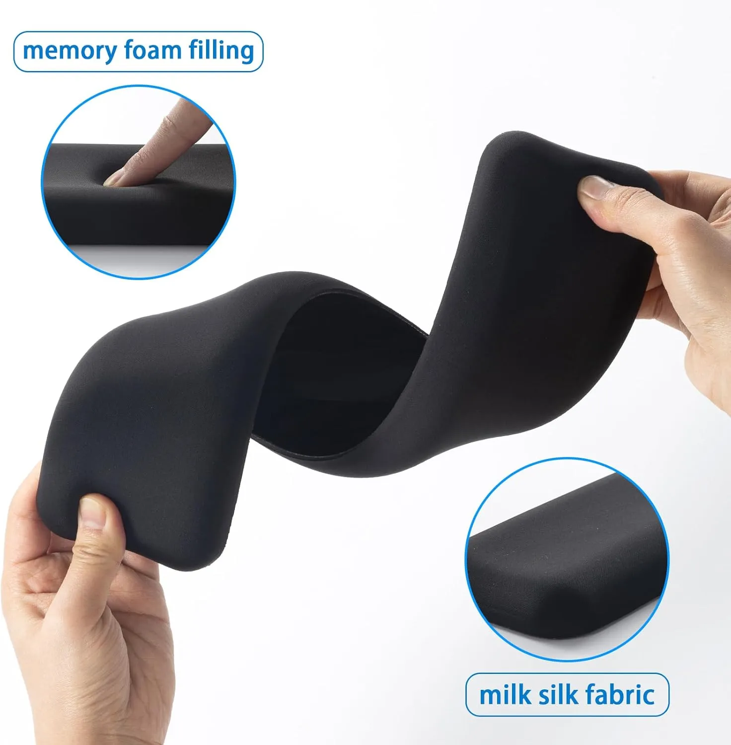 Leolee Keyboard and Mouse Wrist Rest Set for Computer, Black Ergonomic Keyboard Pad Wrist Support, Wrist Rest with Memory Foam Non-Slip Base for Pain Relief, Easy Typing, Gaming, Office（Glossy）
