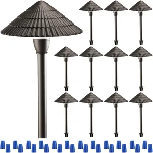 LEONLITE 12-Pack LED Low Voltage Landscape Lights 3W Cast-Aluminum Pathway Lights Low Voltage 12-24V Waterproof Landscape Path Lights 3000K Landscape Lighting for Yard Garden Walkway ETL Cord, Bronze