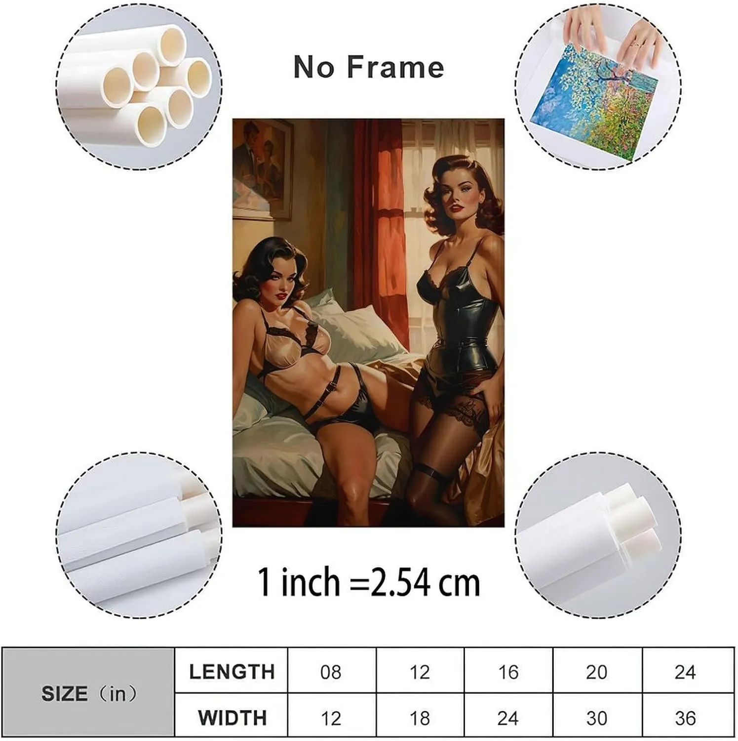 Lesbian Fetish Art Print WLW Sapphic BDSM Art Canvas Painting for Living Room Bedroom Decor 12x18inch(30x45cm) Unframe-style