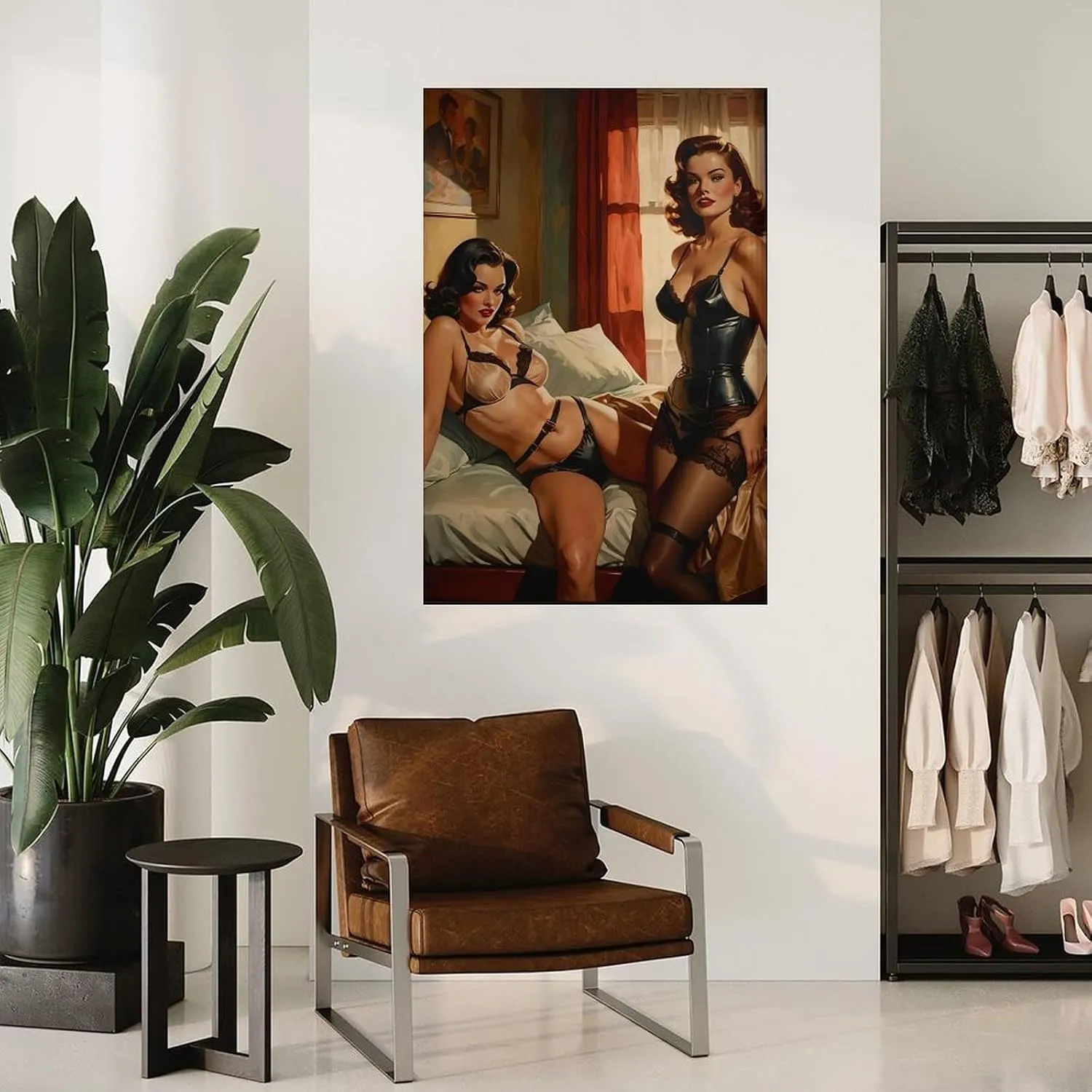 Lesbian Fetish Art Print WLW Sapphic BDSM Art Canvas Painting for Living Room Bedroom Decor 12x18inch(30x45cm) Unframe-style