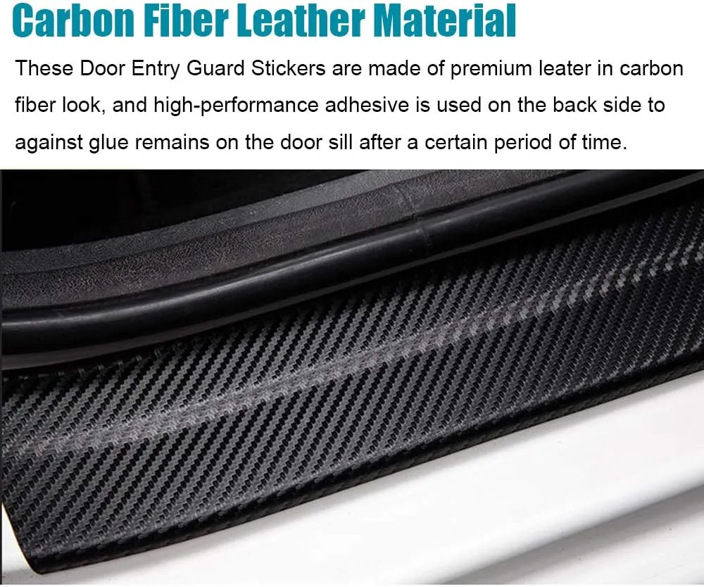 LEXLEY For Honda 2005-2023 2024 2025 4-Door CIVIC Carbon Fiber Style Leather Door Sill Protector Anti-Dirty Scuff Plate Cover Guard Sills Protector Trim,Welcome Pedal Protect 4PCS -BLUE