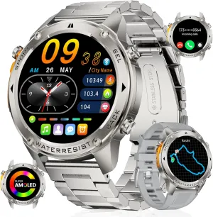 LIGE GPS Military Smart Watch for Men, Compass GPS Tracking Watches, 170  Sport Modes Fitness Tracker Watch, 1.43'' AMOLED Smart Watches, Mens Smart Watch Android iPhone Compatible