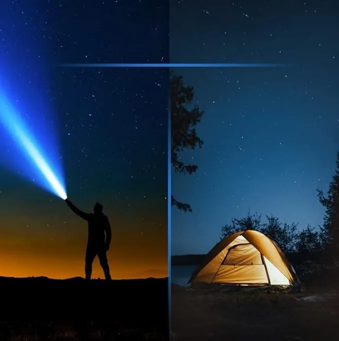 Light Saver LED Tactical Flashlight, USB Rechargeable, Waterproof, Ultra Compact Featherweight, Incredibly Bright Built-In Lantern for Outdoor Camping & Emergency: Black Adjustable Zoom Focus (1-Pack)