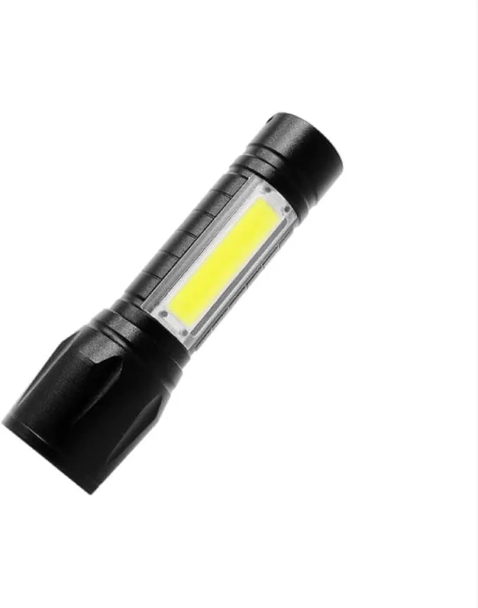 Light Saver LED Tactical Flashlight, USB Rechargeable, Waterproof, Ultra Compact Featherweight, Incredibly Bright Built-In Lantern for Outdoor Camping & Emergency: Black Adjustable Zoom Focus (1-Pack)