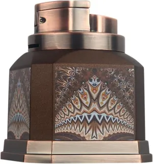 Lighters Cigar Lighter 4 Torch Jet Flame, Desktop Quad Flame Butane Lighter, Refillable and Adjustable Windproof Lighter Gift for Men Women (Brown)