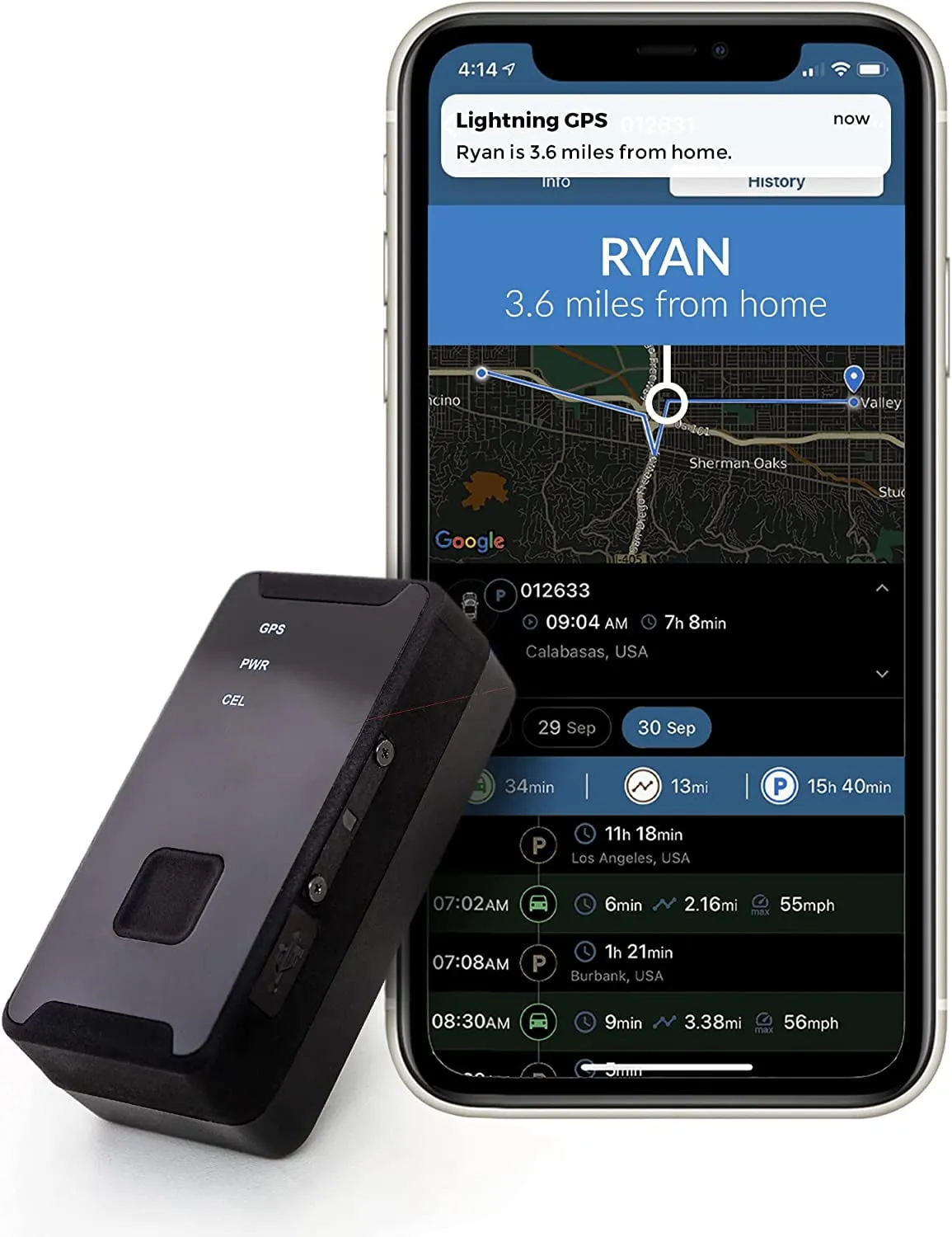 Lightning GPS Discreet 4G Cellular Micro Real-Time Portable GPS Tracker for Vehicles, Cars, Teens, Kids, Elderly, Equipment, Valuables - Subscription Required