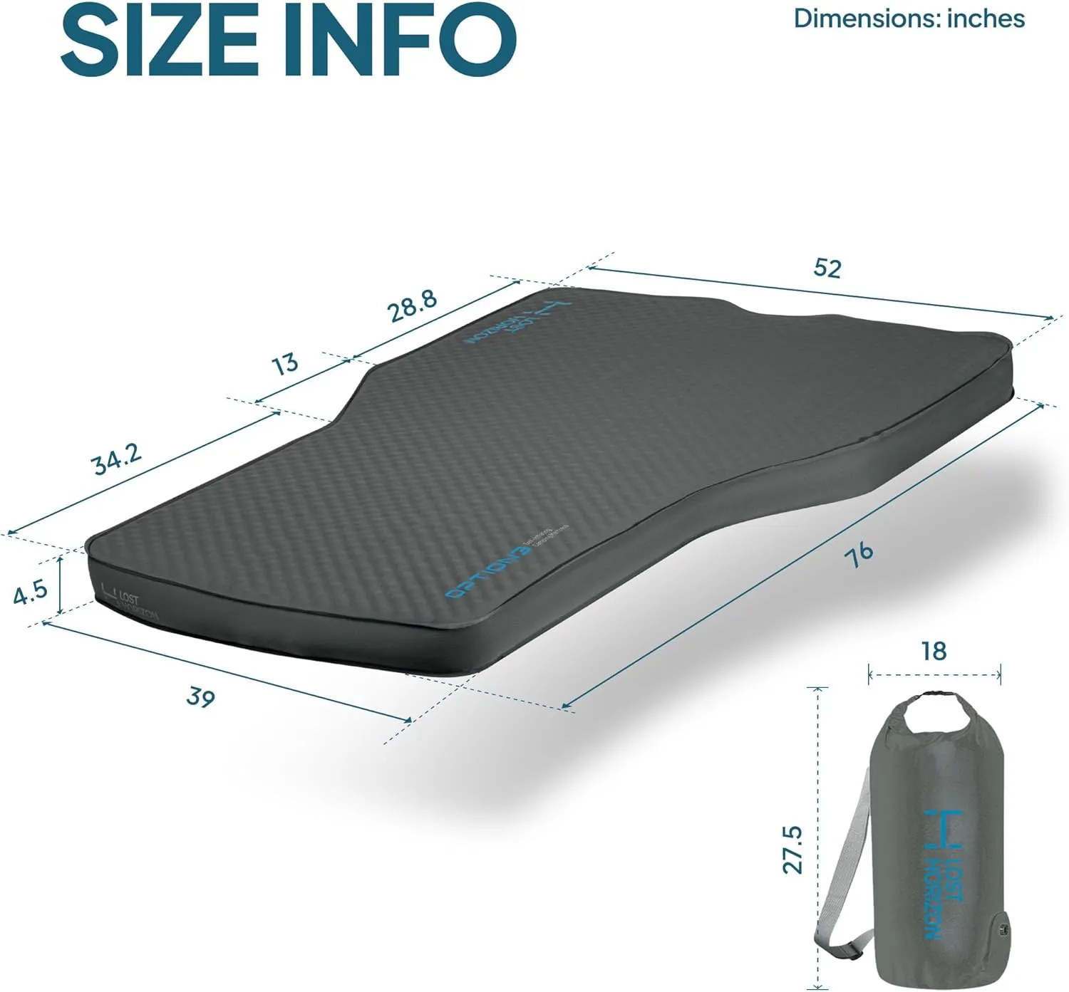 LOSTHORIZON Camping Air Mattress with Foam for RAV4, Self Inflating Sleeping Pad with Pump Sack, 4.5" Thick, R-Value 13