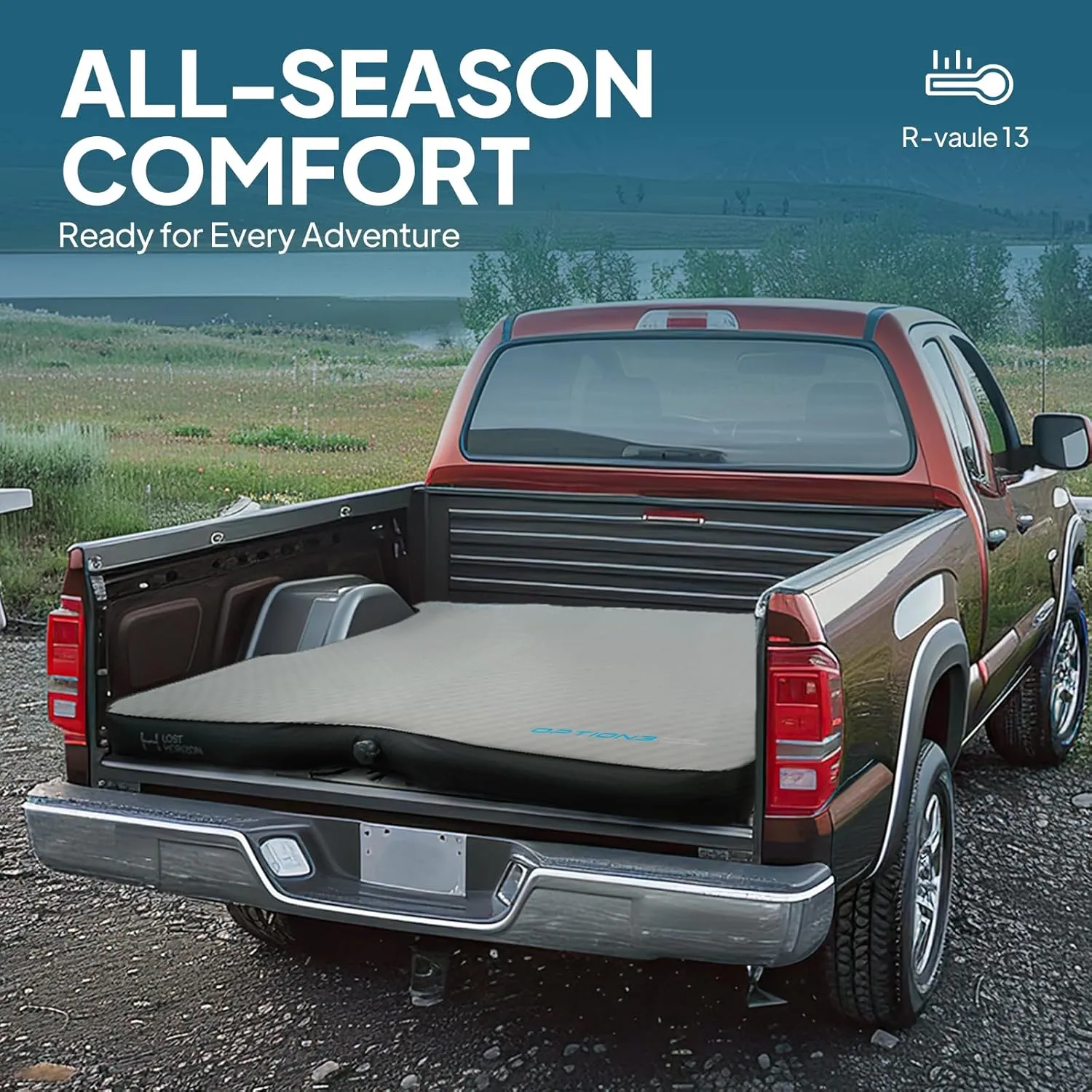 LOSTHORIZON Truck Bed Camping Air Mattress with Foam, Self Inflating Sleeping Pad for Full Size 6-6.5FT with Air Pump, 4.5" Thick