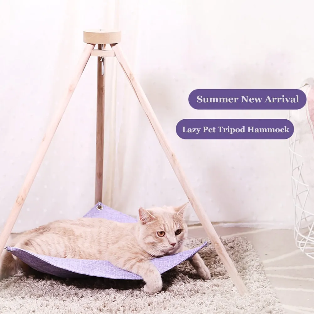 Lounger Tripod Hammock Cat For Linen Cottages Cat Simple Cat House Pet Smart-enabled Puppy Lazy Cats Mat Secure checkout Hammock Dogs Bed Cushion