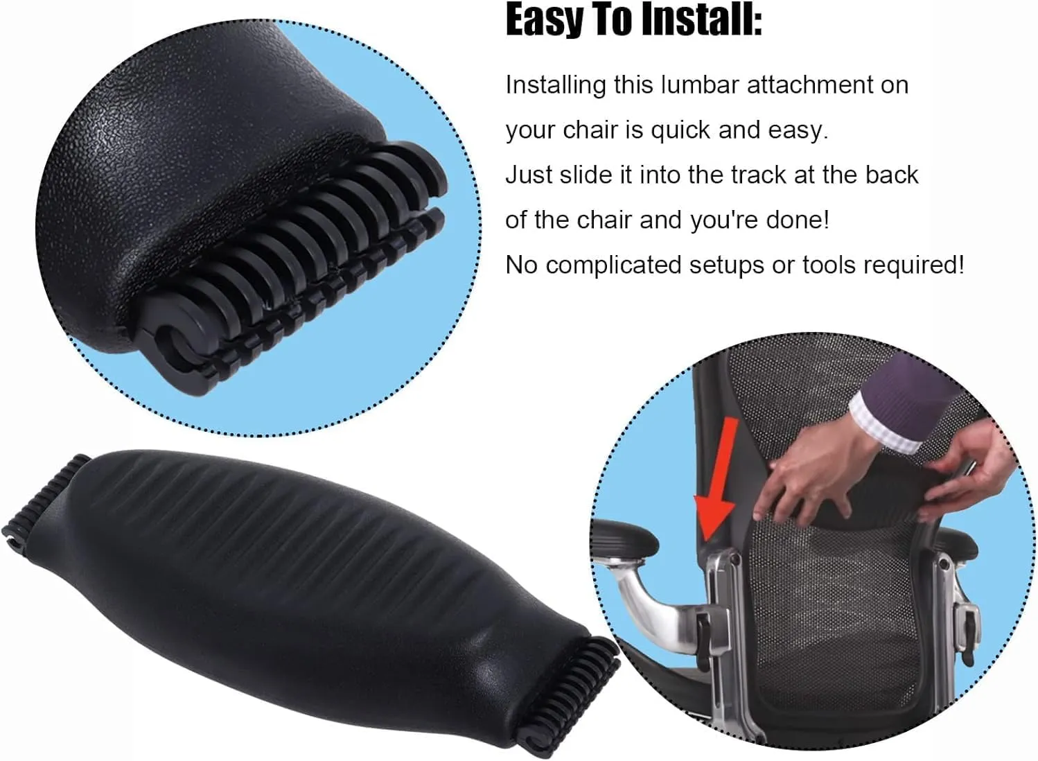 Lumbar Support Pad Replacement for Herman Miller Classic Aeron Chair - Size B: Medium,Black