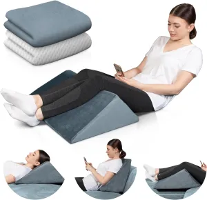 Lunix LX14 1pc Orthopedic Knee Wedge Pillow, Post Surgery Memory Foam for Back, Leg & Knee Pain Relief, Sitting Pillow, Adjustable Pillows for Acid Reflux and GERD for Sleeping, with Extra Cover