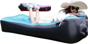 LUTEM Inflatable Lounger Outdoor Inflatable Couch Size:70.77(L)*32.67(W)*24.47(H) inch Indoor Recreation Outdoor Sports, Travelling Gear/Beach Lounger/Sleeping Bag/picnics/Camping Bed (Blue)
