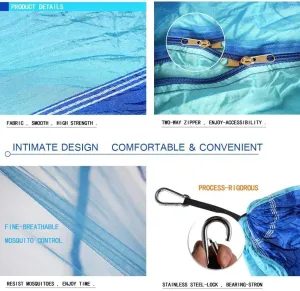 MaGiLL Portable Outdoor Hammock Parachute Fabric Hammocks for Backpacking Travel Camping, Double Single Garden Hammocks (Color : Green/Gray) (Blue/Sky Blue)