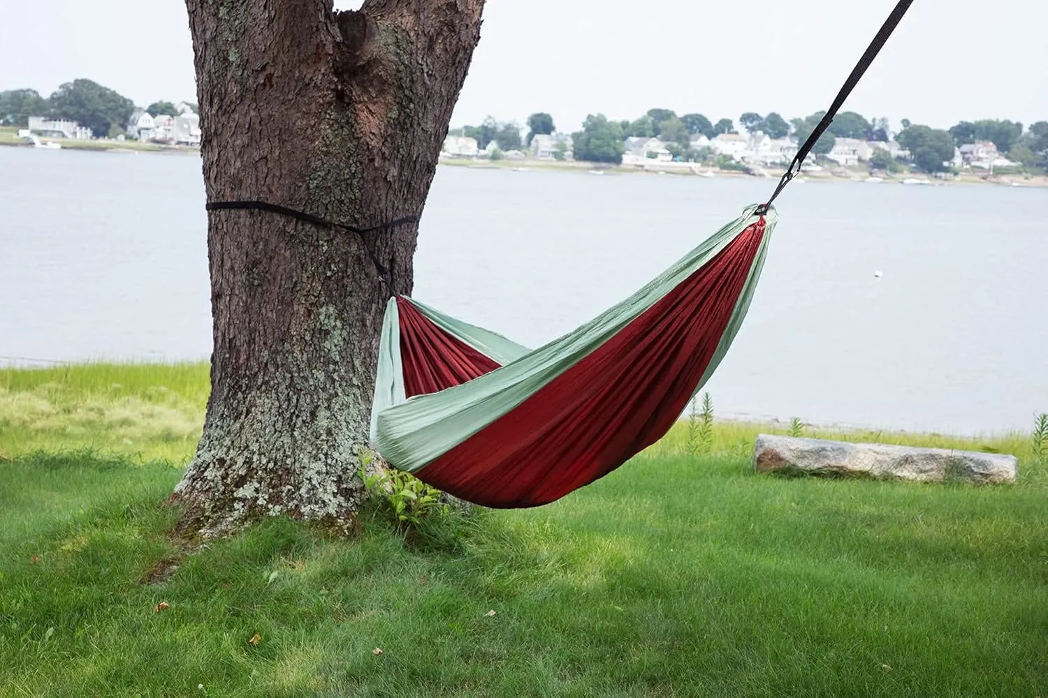 Makena Camping Hammock Set With Storage Bag Double Hammock for 2 Outdoor Tree Swing Portable Hammock For Travel Camping Accessories - Colibri Maroon