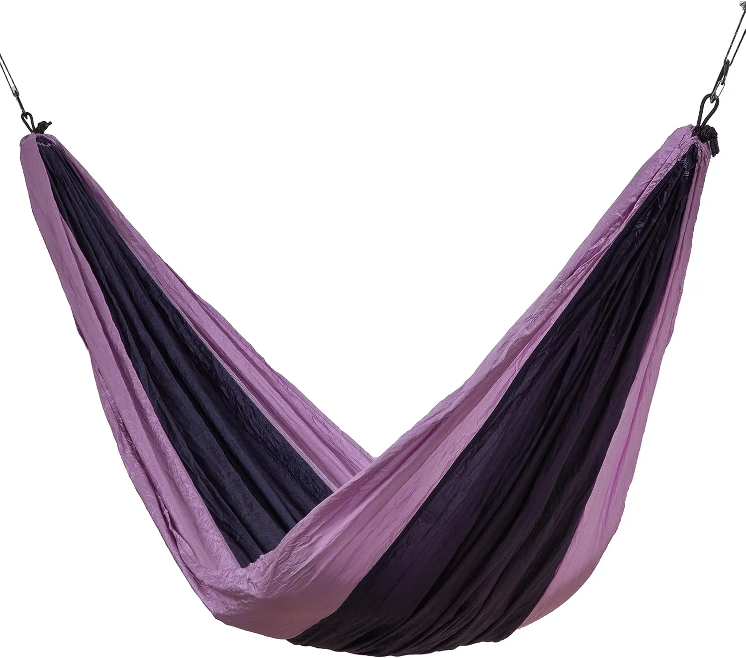 Makena Camping Hammock Set with Storage Bag Double Hammock for Two Outdoor Tree Swing Portable Hammock for Travel Camping Accessories Use Outside Backyard Backpacking Beach Picnic (Light/Dark Purple)
