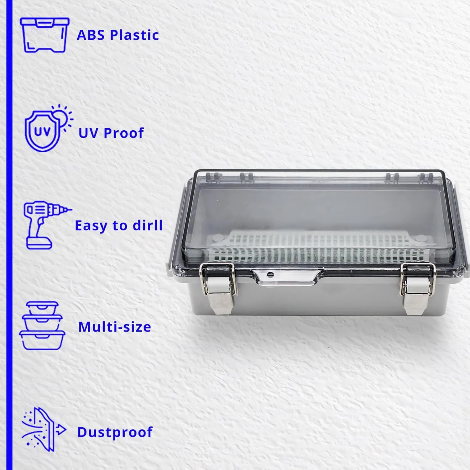 MAKERELE Small Outdoor Junction Box Waterproof Electrical IP67 Plastic Enclosure for Electrical Project with Transparent Cover Outside Size 7.9×3.9×2.8 inch(200×100×70mm)