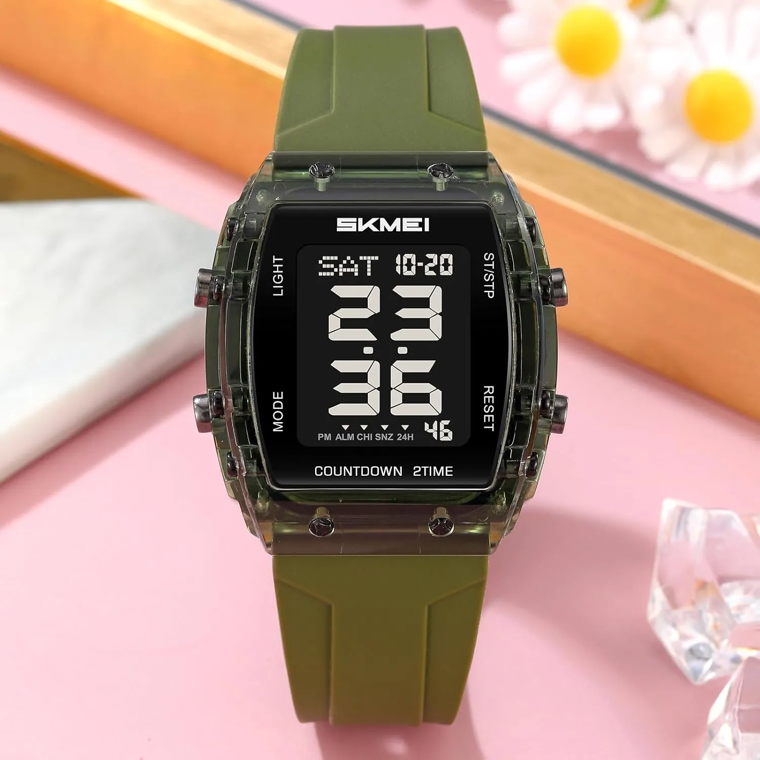 MASTOP Digital Multi-Function Watch for Men Irregular Barrel Shaped Business Men's Watch Fashion Waterproof Sports Women Watches and Mens,Colorful Silicone Band,Men's Gifts,Women's Gift