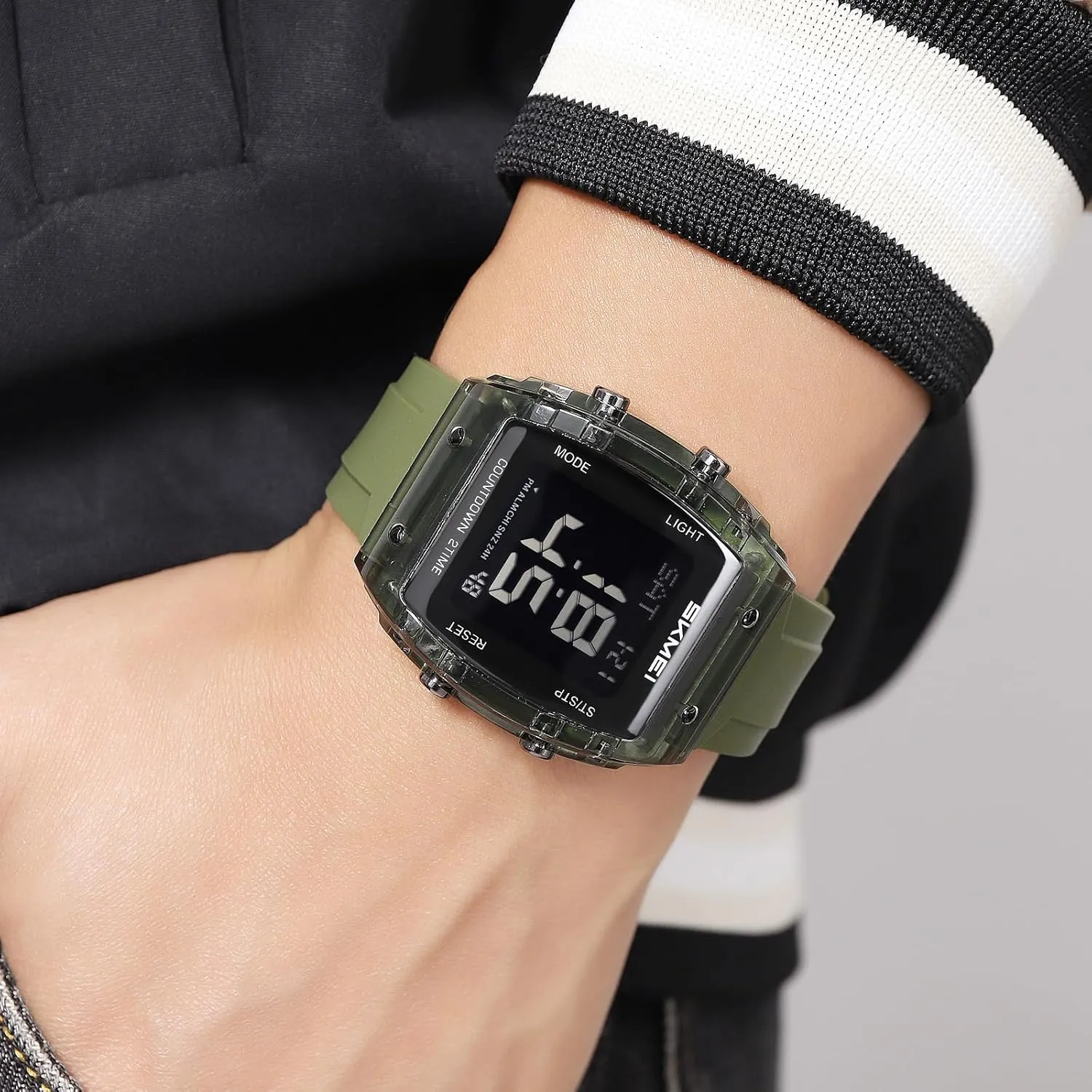 MASTOP Digital Multi-Function Watch for Men Irregular Barrel Shaped Business Men's Watch Fashion Waterproof Sports Women Watches and Mens,Colorful Silicone Band,Men's Gifts,Women's Gift