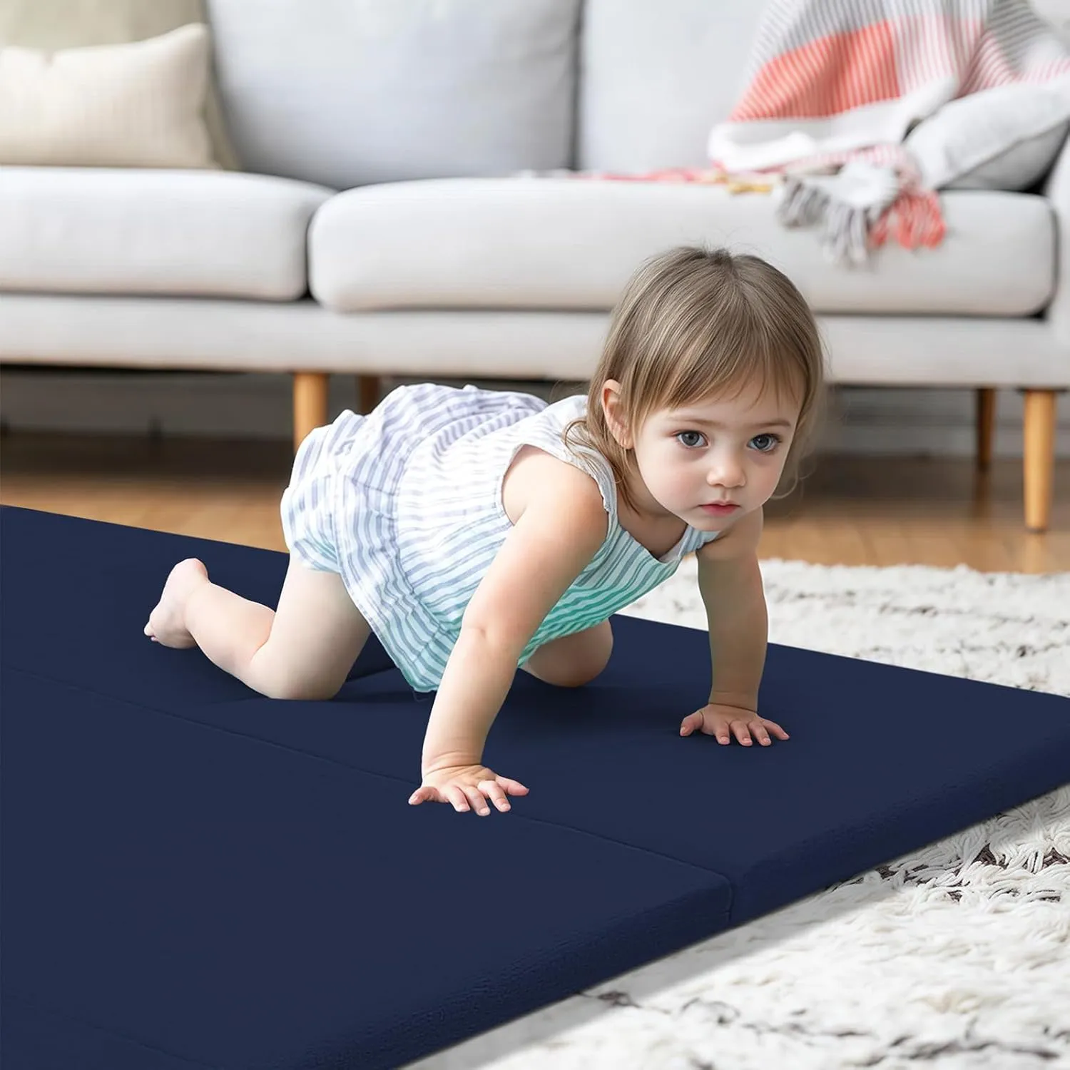 MeMoreCool Kids Floor Futon Mattress Large 6x4 FT, Thicken Foam Tatami Mattress for Children Play Area, Foldable Sleeping Pad Crawling Tatami Mat for Playroom