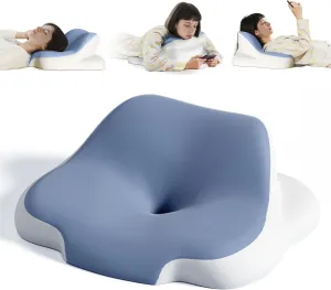 Memory Foam Cervical Pillow for Sleeping, Reading, Leaning, Lying and Back Support, Bed Pillow for Bed Sitting up, Ergonomic Prone Pillow, for Neck Pain and Shoulder Pain Relief