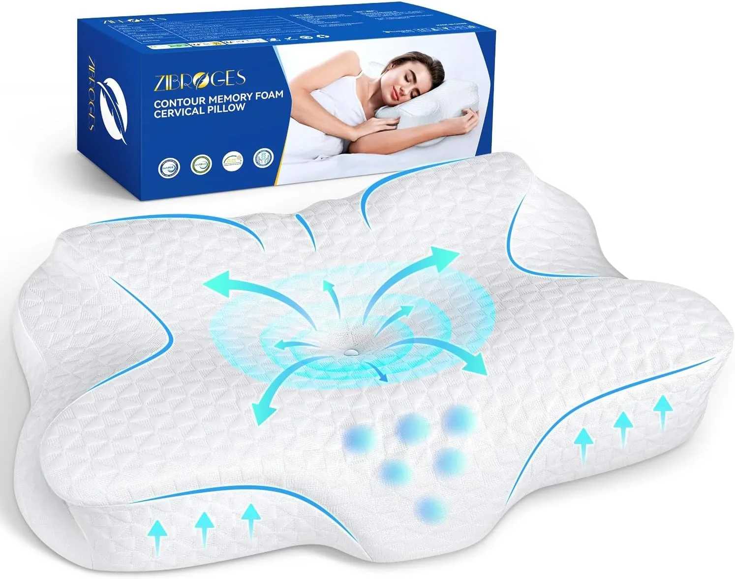 Memory Foam Cervical Pillow - Side Sleeper Pillow Neck Back Shoulder Comfortable Sleeping Support Your Head - Cooling Breathable Contour Bed Pillow for Back Stomach Sleeper Skin-Friendly