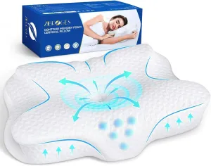 Memory Foam Cervical Pillow - Side Sleeper Pillow Neck Back Shoulder Comfortable Sleeping Support Your Head - Cooling Breathable Contour Bed Pillow for Back Stomach Sleeper Skin-Friendly