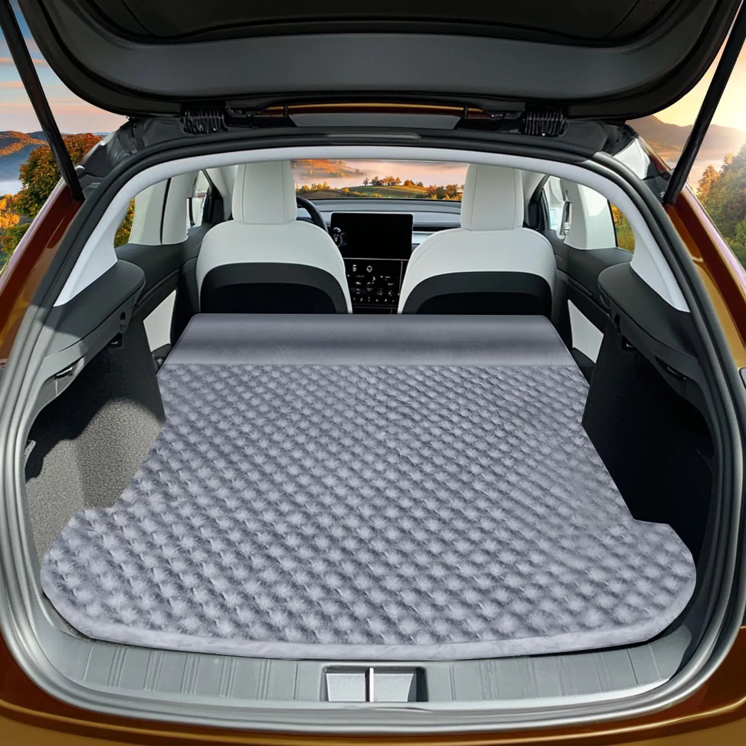 Memory Foam Mattresses for Tesla Model Y Trunk Camping, Self-Inflating Sleeping Pad for SUV Outdoor Travel (Grey)