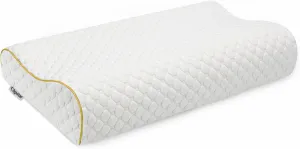 Memory Foam Pillow, Neck Bed Contour Pillow for Sleeping, Ergonomic Orthopedic Cervical Pillow for Side Back Stomach Sleeper, Queen,Firm,Gold