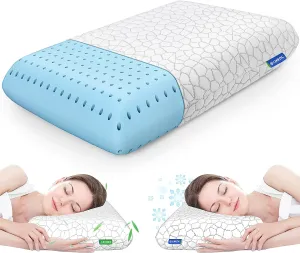 Memory Foam Pillows for Sleeping, Cooling Pillow with Removable and Machine Washable Cover, Bed Pillow for Side, Neck Pillow, Back and Stomach Sleepers, Standard Size (1 Pack)