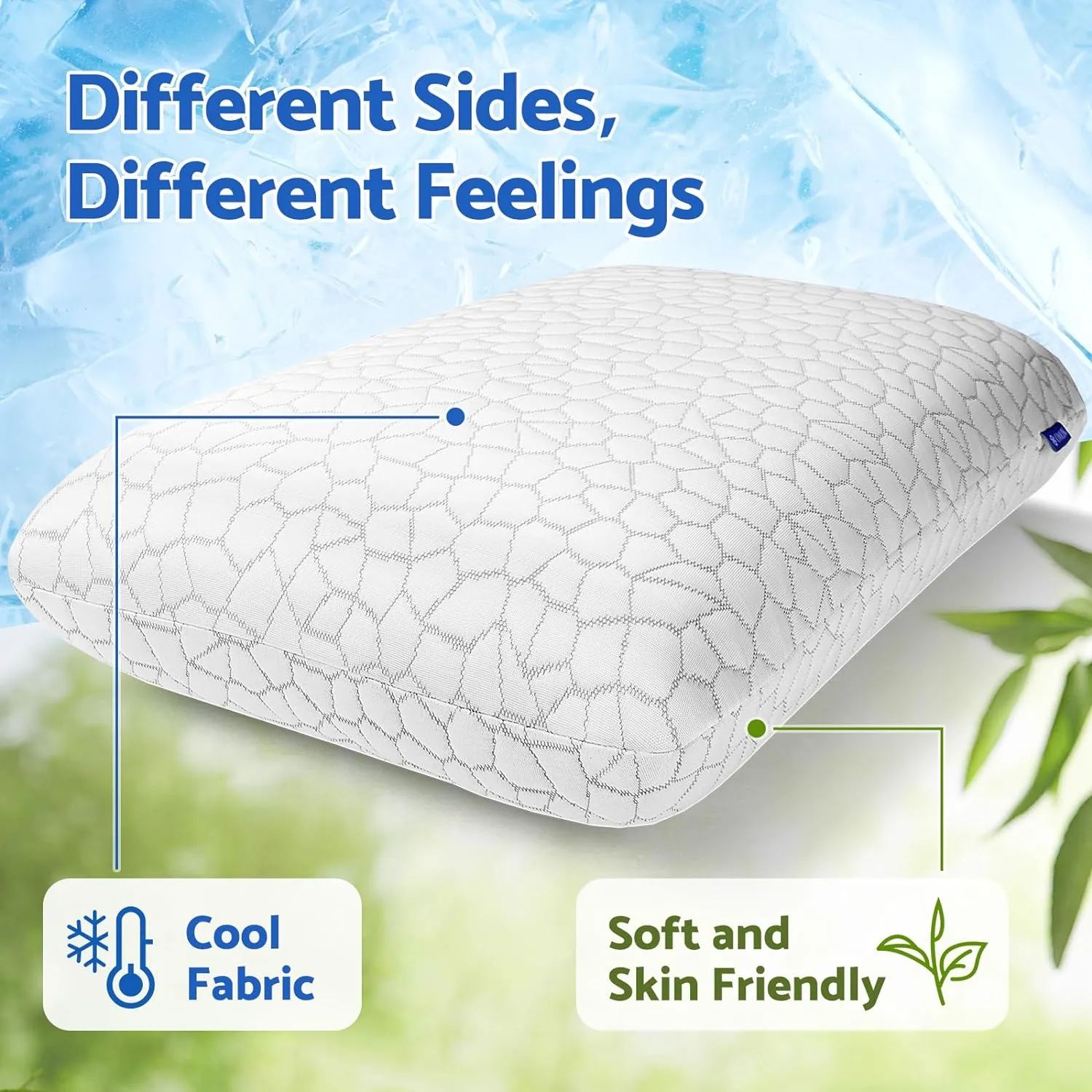 Memory Foam Pillows for Sleeping, Cooling Pillow with Removable and Machine Washable Cover, Bed Pillow for Side, Neck Pillow, Back and Stomach Sleepers, Standard Size (1 Pack)