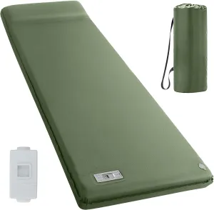 Memory Sleeping Pad, 3.1" Ultra-Thick Sleeping Mats for Camping, Easy Inflate&Deflate,9.5 R-Value Insulated Camping Mattress Pad with Pillow, for Car Travel Tent (Army Green)