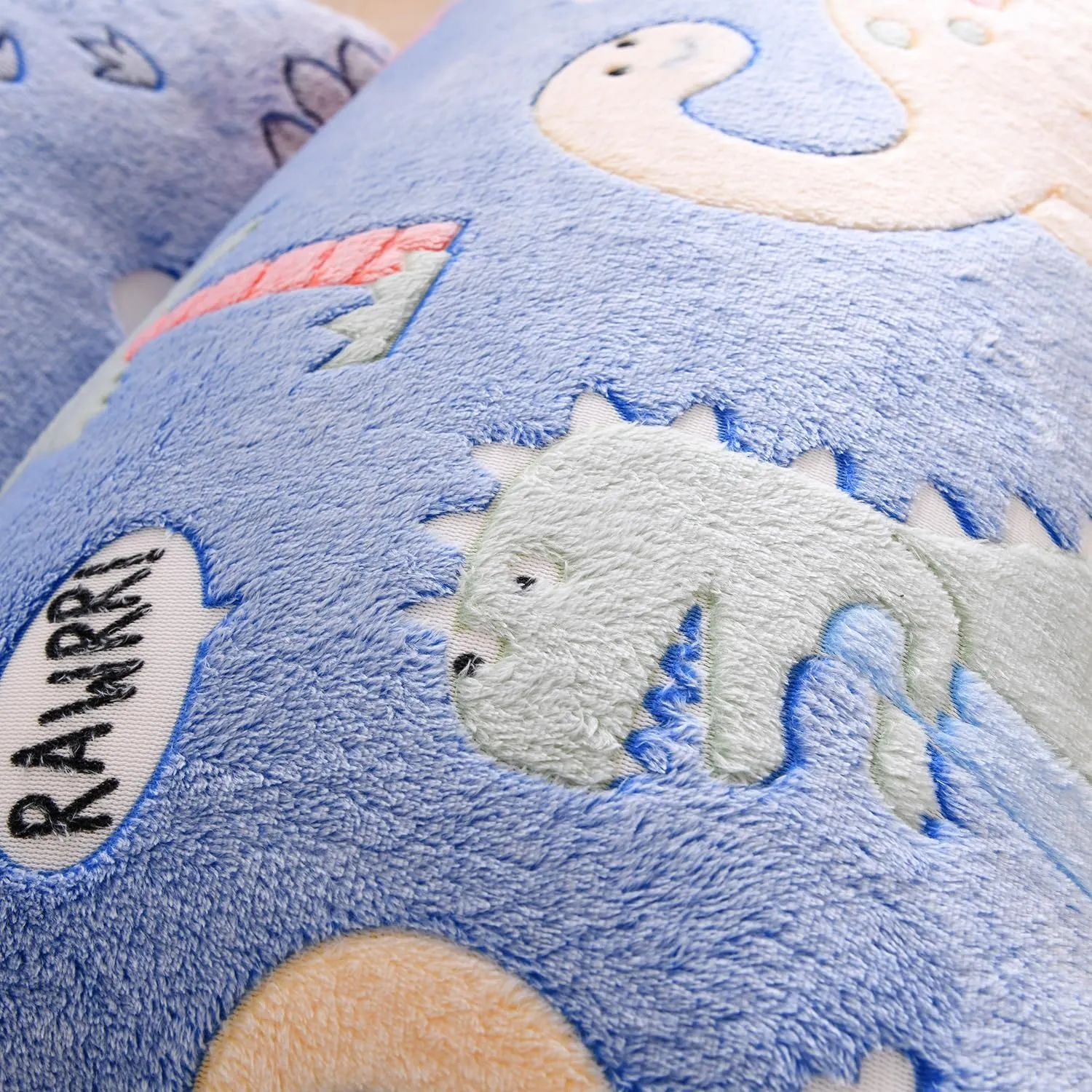 Mengersi Velvet Floor Pillows,Dinosaur Glow in The Dark Pillow Bed Floor Lounger Cover for Kids Girls Boys,Mattress Floor Bed Sleeping Mat for Girls Teen Toddler,Requires 5 Pillows,Queen