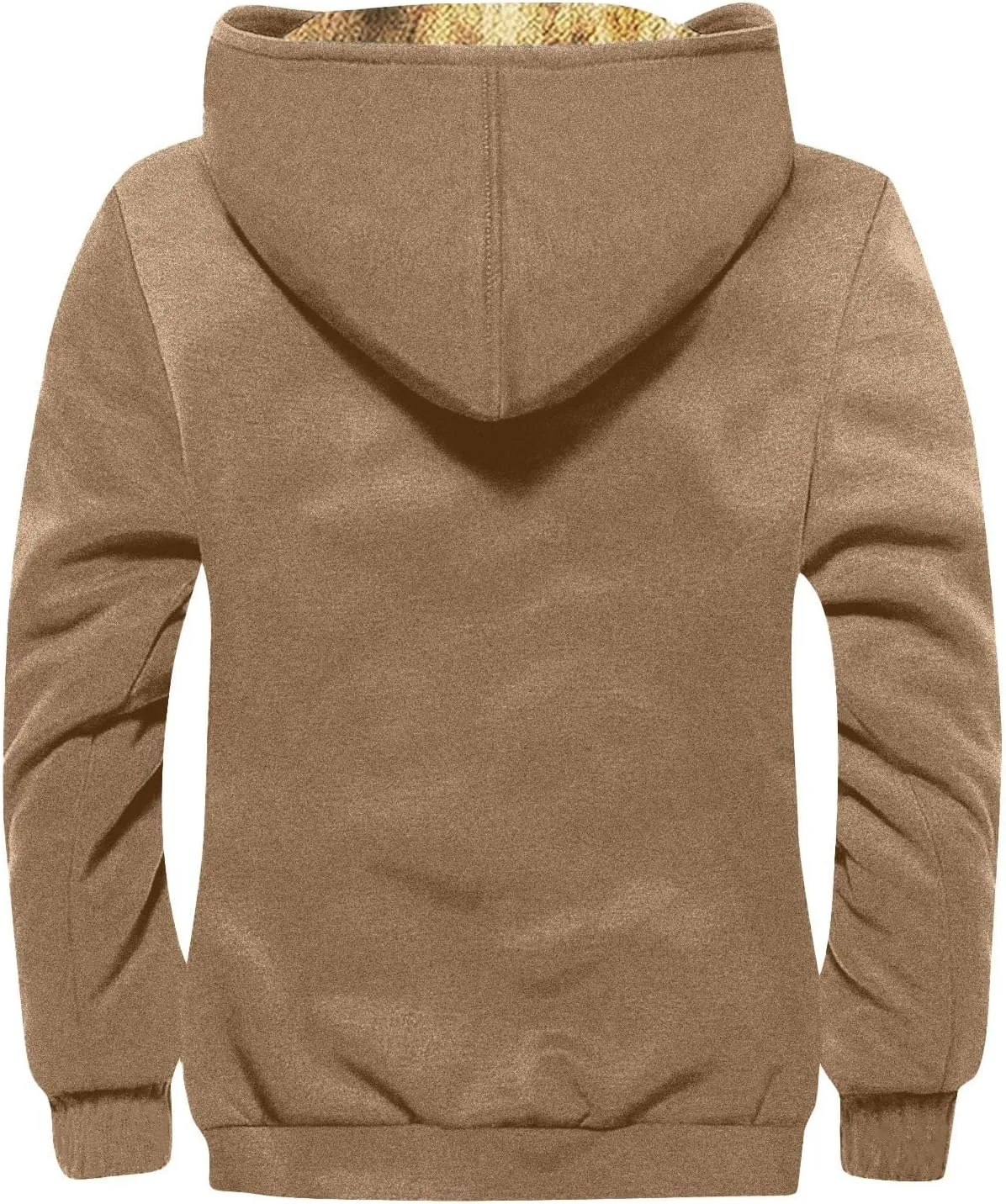 Mens Fuzzy Sherpa Jacket Long Sleeve Fleece Zip Up Coat Faux Fur Over Outerwear Windproof Casual Hoodies Plus Size