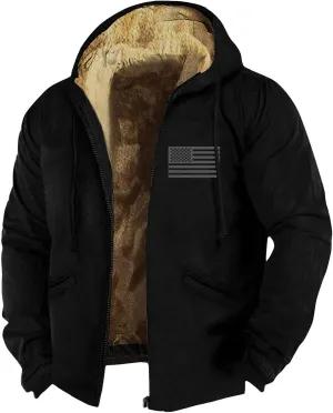Mens Fuzzy Sherpa Jacket Long Sleeve Fleece Zip Up Coat Faux Fur Over Outerwear Windproof Casual Hoodies Plus Size