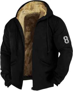 Mens Fuzzy Sherpa Jacket Long Sleeve Fleece Zip Up Coat Faux Tactical Jackets Windproof Varsity Coat Plus Size