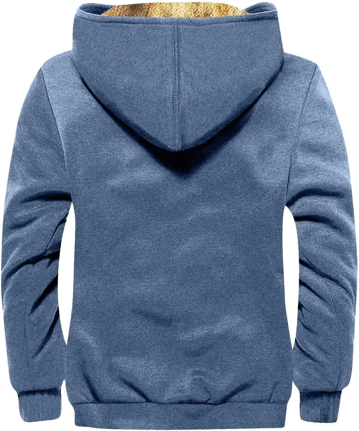 Mens Fuzzy Sherpa Jacket Long Sleeve Fleece Zip Up Coat Parka Warm Over Outerwear Windbreaker Casual Hoodies Hooded