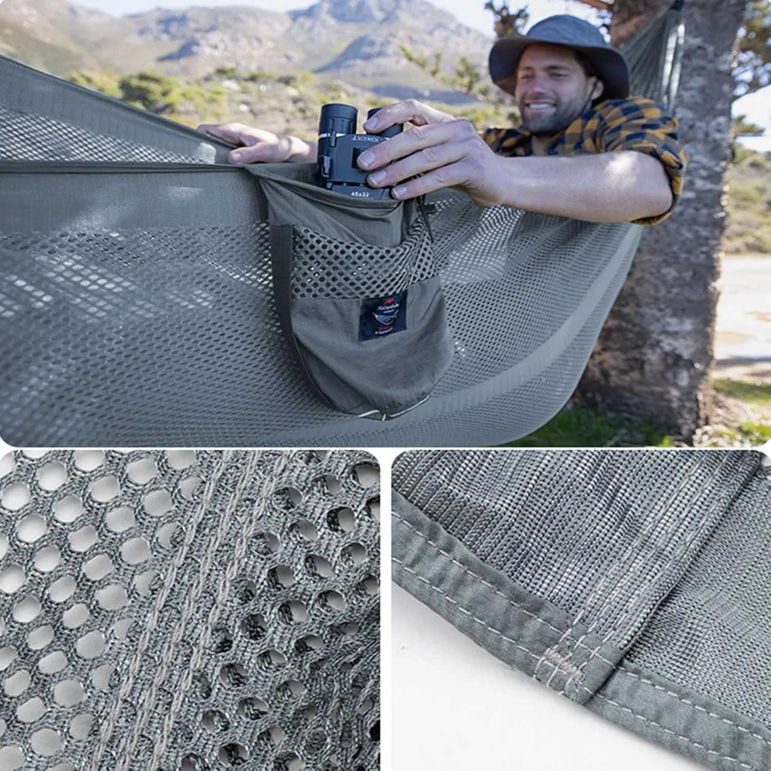 Mesh Hammock, Portable Camping Mesh Hammock, Breathable Lightweight Ice Silk Double & Single Nylon Hammocks, for Outdoor Adventures Camping (290X148cm,Green)