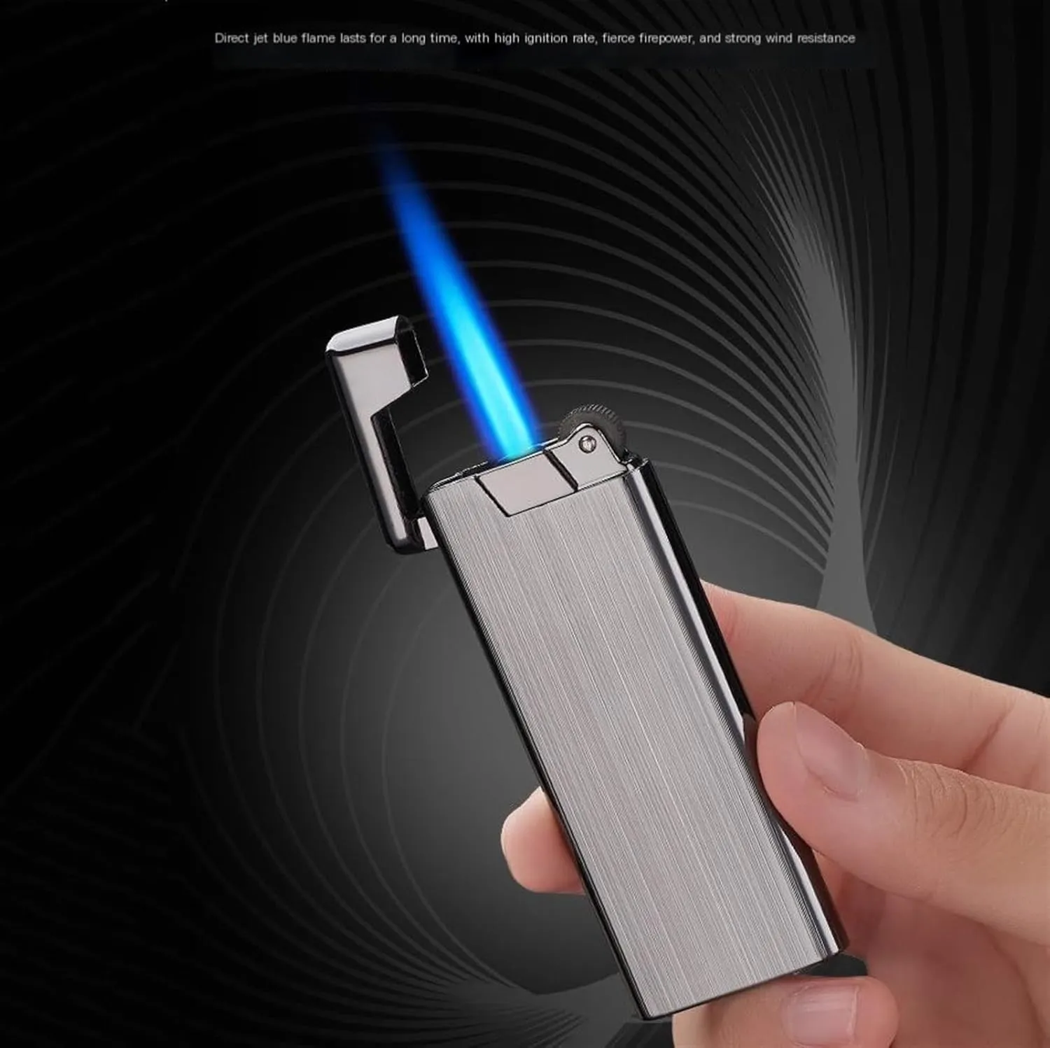 Metal Torch Lighter, Jet Flame Lighter, Butane Refillable Lighter, Windproof Metal Portable Lighter for Men Candle Camping BBQ Gift(Gold)