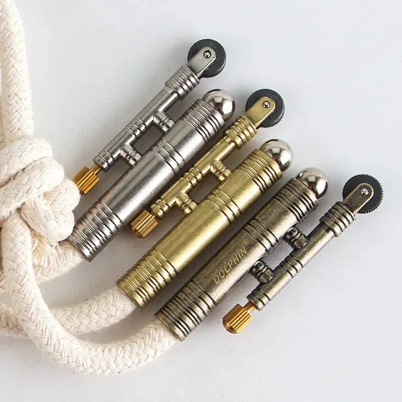 Metal Windproof Kerosene Lighter - Portable Fire Rope Outdoor Camping Survival Ignition Tool - Retro Flint Igniter Men's Gift