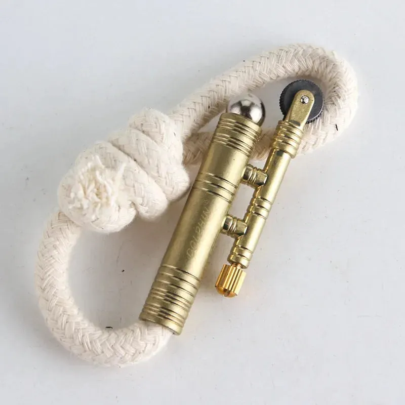 Metal Windproof Kerosene Lighter - Portable Fire Rope Outdoor Camping Survival Ignition Tool - Retro Flint Igniter Men's Gift