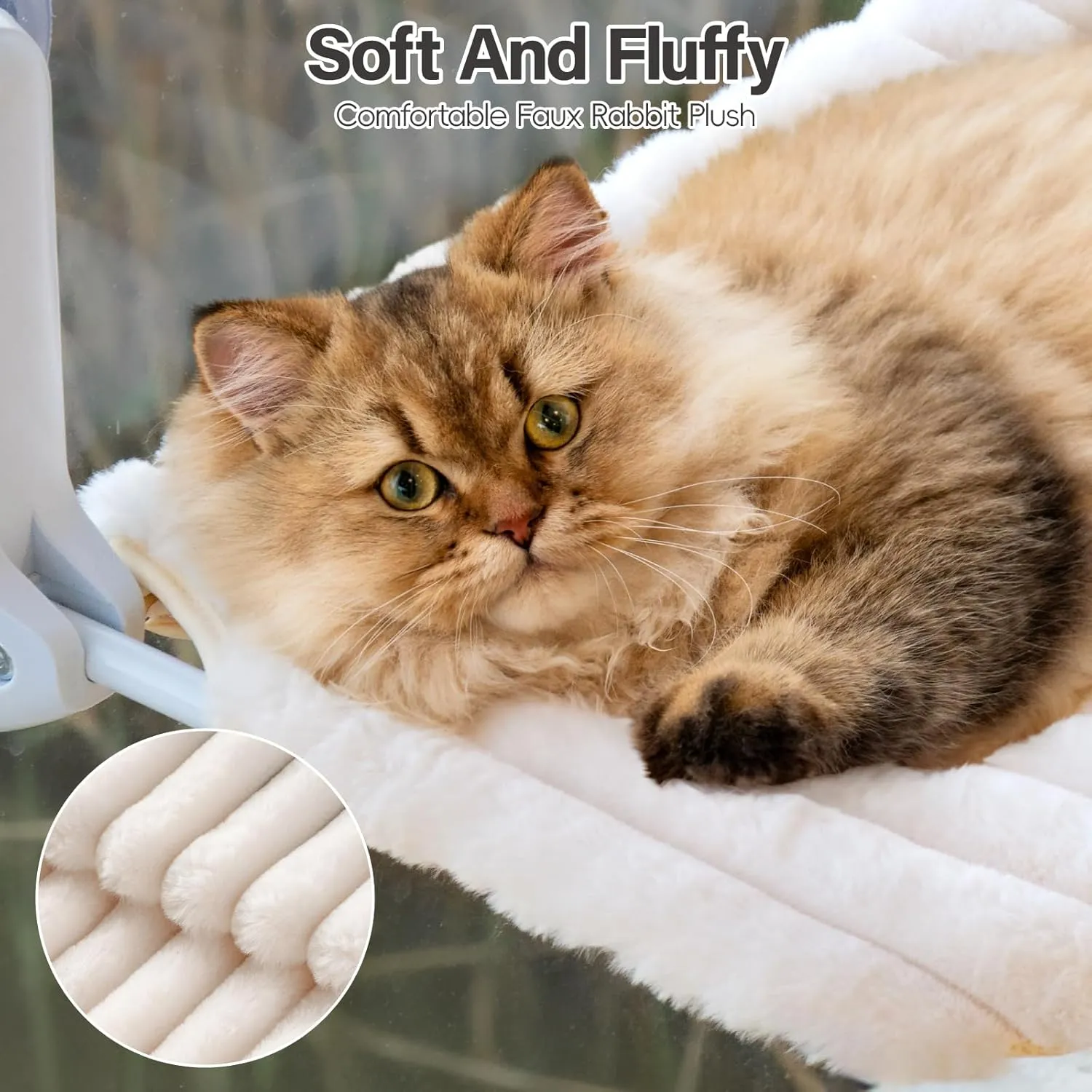 MEWOOFUN Folding Cat Window Perch for Indoor Cats, Machine Washable Window Hammock for Large Cats, Suction Cup Window Cat Bed with Sturdy Metal Frame, Cordless Window Seat for Inside Kitten(Beige,2PC)