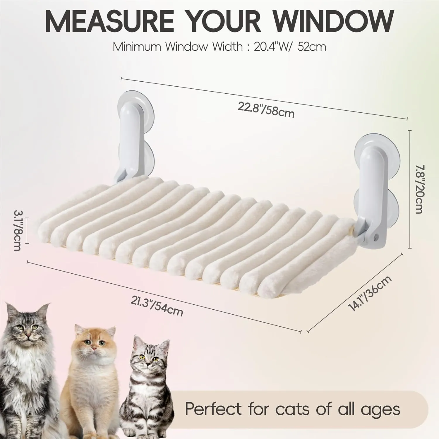 MEWOOFUN Folding Cat Window Perch for Indoor Cats, Machine Washable Window Hammock for Large Cats, Suction Cup Window Cat Bed with Sturdy Metal Frame, Cordless Window Seat for Inside Kitten(Beige,2PC)