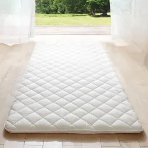 MIINA Japanese Futon Mattress, Made in Japan Full (55"×78") White, Foldable Floor Lounger Bed Tatami Mat, Roll Up Sleeping Pad, Shikibuton