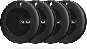 MiLi MiTag Bluetooth Tracker for Android, Google Certified Key Finder/Luggage Tracker/Item Locator, Smart Tracking Tag for Google Find My Device (Find Hub) App, 4 Pack